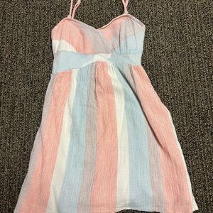 Free People Pink and Blue Spaghetti Strap Mini Sundress